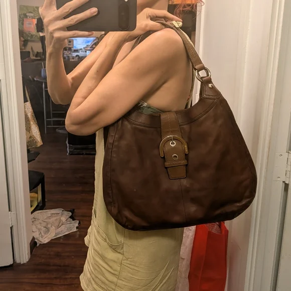 COACH Leather Lynn Soho Purse Hobo Shoulder Bag F 17092 Brown leather - Picture 13 of 16